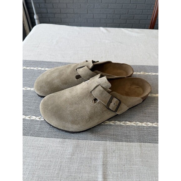 Birkenstock Men\'s Boston Soft Footbed Suede Leather Clog Shoes Sz 16 EU49 Taupe main image 5